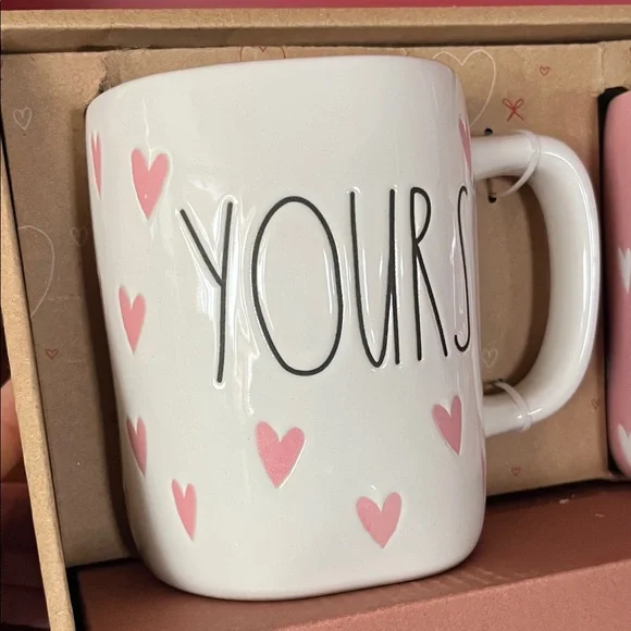 New Rae Dunn Yours & Mine Heart Mugs - Picture 7 of 15